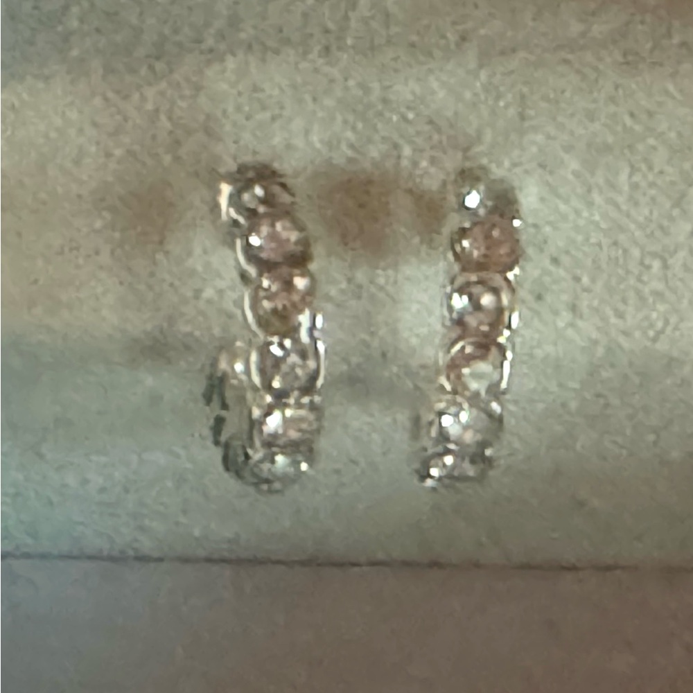 Rhinestone or cubic zirconia hoop earrings